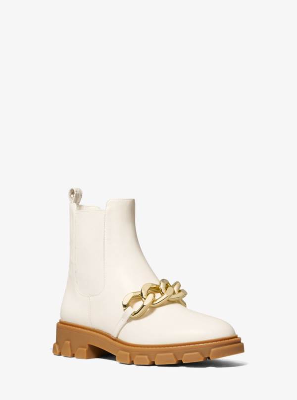 Damske Clenkove Cizmy Michael Kors Scarlett Embellished Leather Krém - Topanky Michael Kors Outlet | OYZUH-4856